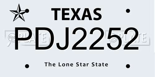 PDJ2252 Texas License Plate