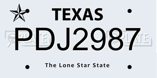 PDJ2987 Texas License Plate