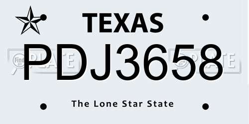 PDJ3658 Texas License Plate