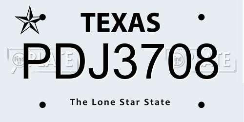 PDJ3708 Texas License Plate