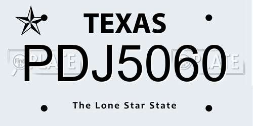 PDJ5060 Texas License Plate