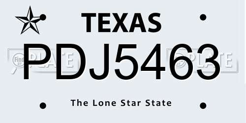 PDJ5463 Texas License Plate