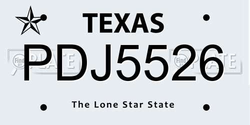 PDJ5526 Texas License Plate
