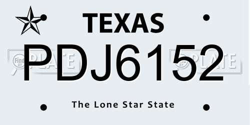 PDJ6152 Texas License Plate