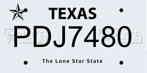 PDJ7480 Texas License Plate