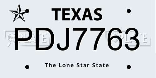 PDJ7763 Texas License Plate