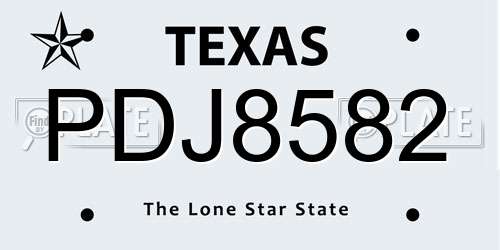 PDJ8582 Texas License Plate