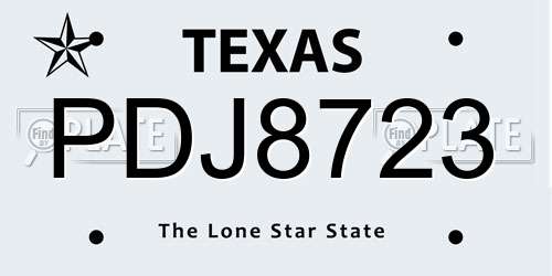PDJ8723 Texas License Plate