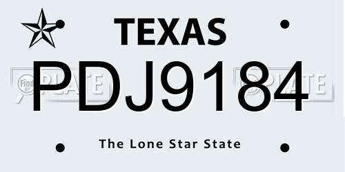 PDJ9184 Texas License Plate