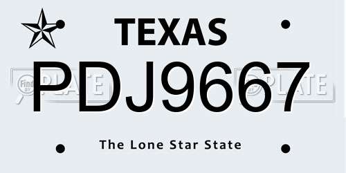 PDJ9667 Texas License Plate