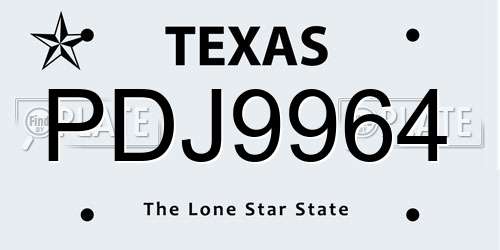 PDJ9964 Texas License Plate