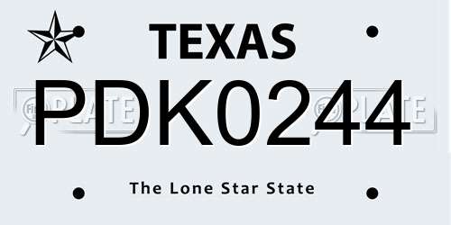 PDK0244 Texas License Plate