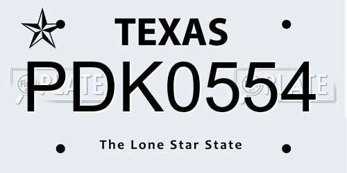 PDK0554 Texas License Plate