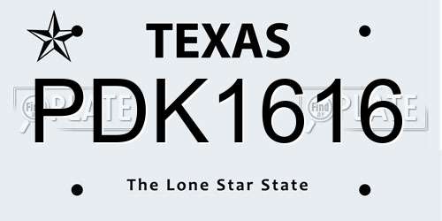 PDK1616 Texas License Plate