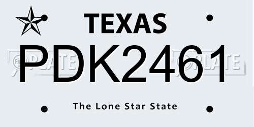 PDK2461 Texas License Plate