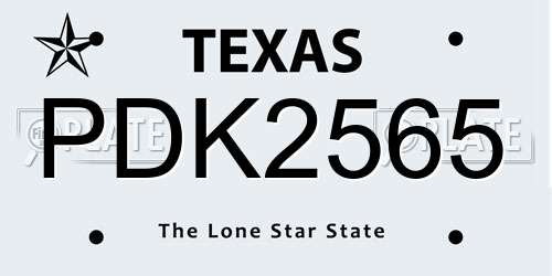 PDK2565 Texas License Plate