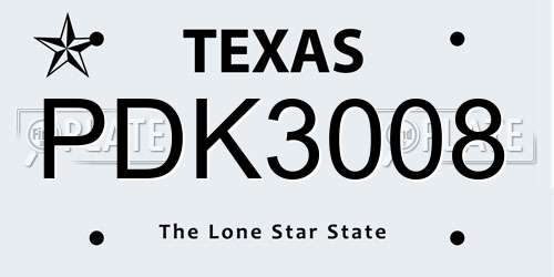 PDK3008 Texas License Plate