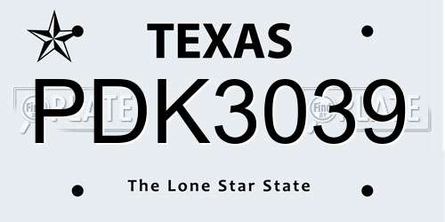 PDK3039 Texas License Plate