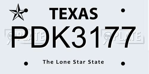 PDK3177 Texas License Plate