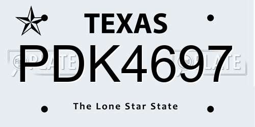 PDK4697 Texas License Plate