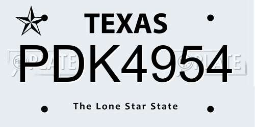 PDK4954 Texas License Plate