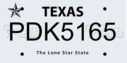 PDK5165 Texas License Plate