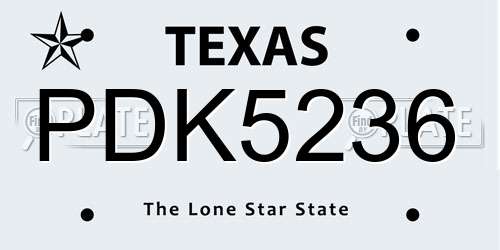 PDK5236 Texas License Plate