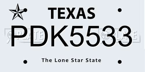 PDK5533 Texas License Plate