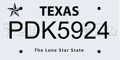 PDK5924 Texas License Plate