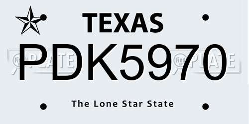 PDK5970 Texas License Plate