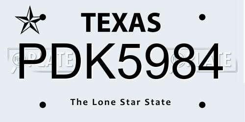 PDK5984 Texas License Plate