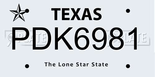 PDK6981 Texas License Plate