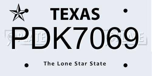 PDK7069 Texas License Plate