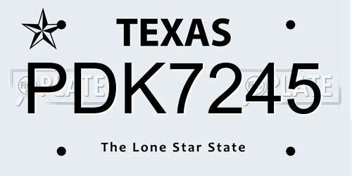PDK7245 Texas License Plate