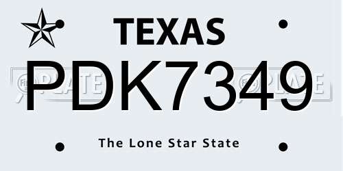PDK7349 Texas License Plate