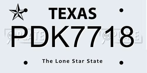 PDK7718 Texas License Plate