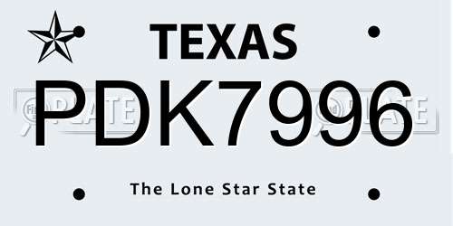 PDK7996 Texas License Plate