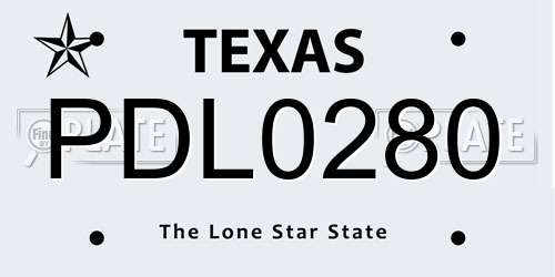 PDL0280 Texas License Plate