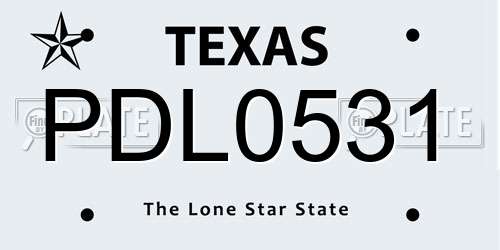 PDL0531 Texas License Plate