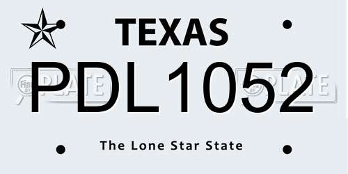 PDL1052 Texas License Plate