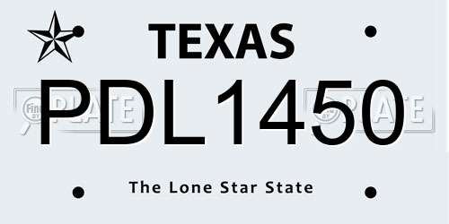 PDL1450 Texas License Plate