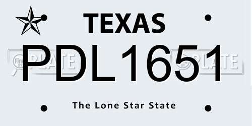 PDL1651 Texas License Plate