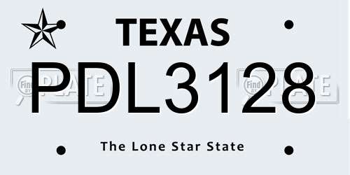 PDL3128 Texas License Plate