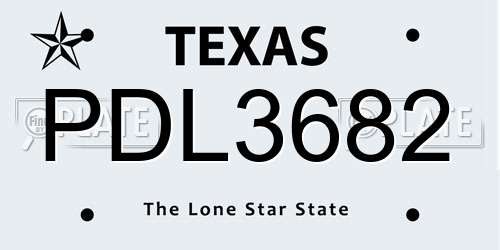 PDL3682 Texas License Plate