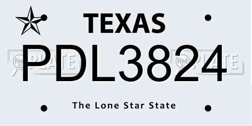 PDL3824 Texas License Plate