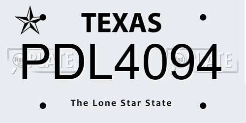 PDL4094 Texas License Plate