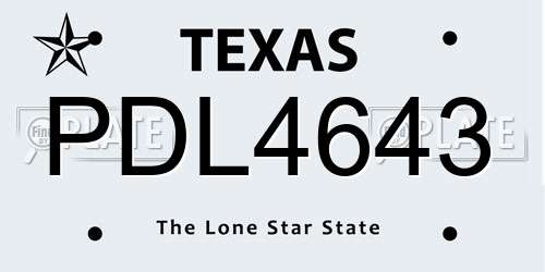 PDL4643 Texas License Plate