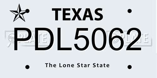 PDL5062 Texas License Plate