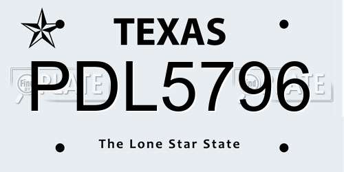 PDL5796 Texas License Plate
