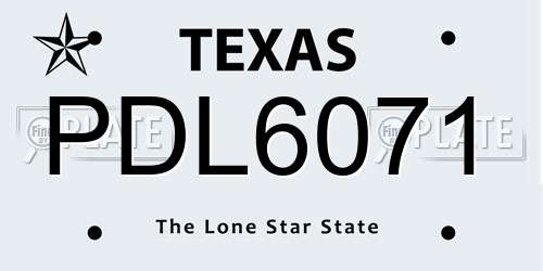 PDL6071 Texas License Plate